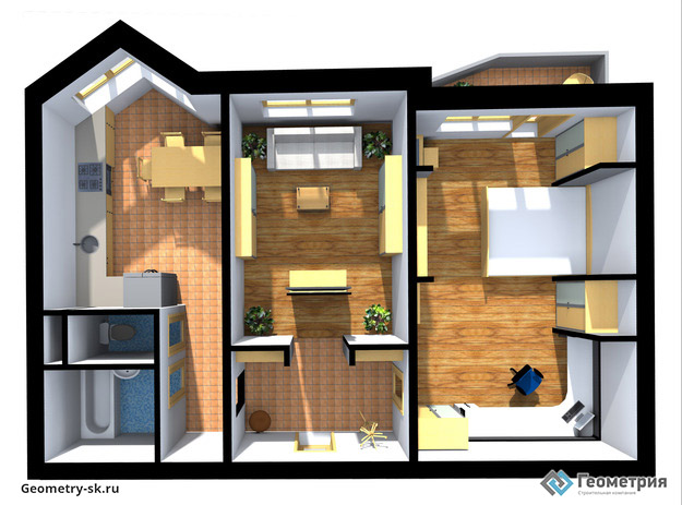 Дизайн проекты двухкомнатных квартир